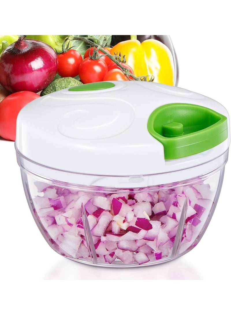 هابي هوم قطاعة خضار يدوية متعددة الاستخدام 500 مل بحبل سحب – مفرمة ثوم وبصل وفواكه ومكسرات وأعشاب ولحوم بدون كهرباء، شفرات ستانلس ستيل حادة، وعاء آمن خالي من BPA، خفيفة وسهلة التنظيف للمطبخ والسفر والتخييم - Image 2